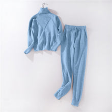 Load image into Gallery viewer, Autumn and Winter Explosions Sportswear High Collar Sweater Knit Pants Suit Casual Women's Two-piece Suit