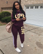 Load image into Gallery viewer, Plus Size 2019 New PINK Letter Print Two Piece Set Sportswear Tracksuit Women High Neck Conjunto Feminino Sweatshirt Set Outfits
