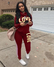 Load image into Gallery viewer, Plus Size 2019 New PINK Letter Print Two Piece Set Sportswear Tracksuit Women High Neck Conjunto Feminino Sweatshirt Set Outfits