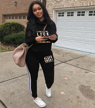 Load image into Gallery viewer, Plus Size 2019 New PINK Letter Print Two Piece Set Sportswear Tracksuit Women High Neck Conjunto Feminino Sweatshirt Set Outfits