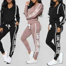 Load image into Gallery viewer, Tracksuit Women Sportwear Winter Women Suit LOVE Hoodies Printed Sports Shirt + Trousers Casual Zipper Long-sleeved Shirt