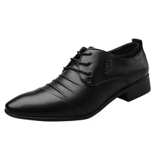 Load image into Gallery viewer, Newest British Men's Slip On Split Leather Pointed White Toe Men Dress Shoes Business Wedding Oxfords Formal Shoes For Male 48
