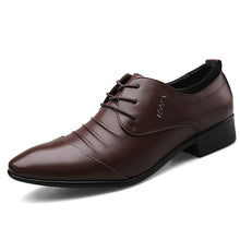 Load image into Gallery viewer, Newest British Men's Slip On Split Leather Pointed White Toe Men Dress Shoes Business Wedding Oxfords Formal Shoes For Male 48