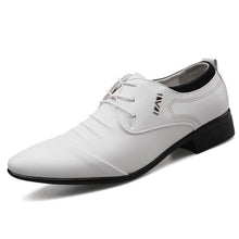 Load image into Gallery viewer, Newest British Men's Slip On Split Leather Pointed White Toe Men Dress Shoes Business Wedding Oxfords Formal Shoes For Male 48