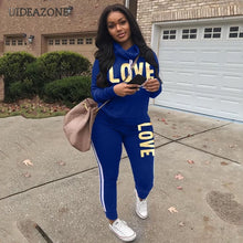 Load image into Gallery viewer, Plus Size 2019 New PINK Letter Print Two Piece Set Sportswear Tracksuit Women High Neck Conjunto Feminino Sweatshirt Set Outfits