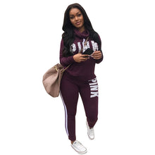 Load image into Gallery viewer, Plus Size 2019 New PINK Letter Print Two Piece Set Sportswear Tracksuit Women High Neck Conjunto Feminino Sweatshirt Set Outfits