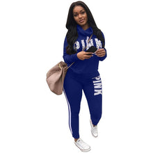 Load image into Gallery viewer, Plus Size 2019 New PINK Letter Print Two Piece Set Sportswear Tracksuit Women High Neck Conjunto Feminino Sweatshirt Set Outfits