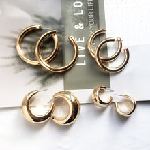 Load image into Gallery viewer, Street Style CC Hoop Chunky Gold Silver Small Big Hoop Earrings For Women Punk Metal Gold Circle Earrings