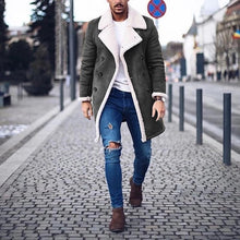 Load image into Gallery viewer, Faux Fur Fleece Faux Leather Jacket Men Winter Brown Suede Jacket Warm Bomber Long Coats Male Outwear Thicken Jacket  Plus Size
