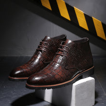 Load image into Gallery viewer, Men's Women's Pointed-Toe Casual Men's Leather Boot Lace up Front Breathable Semi-high Heeled Large Size Martin Boots MEN'S SHOE