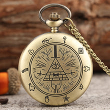 Load image into Gallery viewer, Eye of Providence Weird Town Triangle Devil Quartz Pocket Watch Gravity Bill Cipher Fall Time Gem Necklace Pendant Clock Gifts