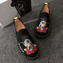 Load image into Gallery viewer, Embroidered Men's Casual Loafers Summer Fashion Slip on Male Canvas Shoes Lightweight Breathable Flat Shoes
