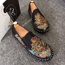 Load image into Gallery viewer, Embroidered Men's Casual Loafers Summer Fashion Slip on Male Canvas Shoes Lightweight Breathable Flat Shoes
