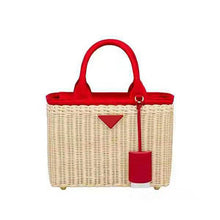 Load image into Gallery viewer, Luxury handbags women genuine leather bags designer rattan weave Straw handbag for women 2019 Original luxurious fashion brand