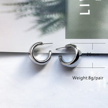 Load image into Gallery viewer, Street Style CC Hoop Chunky Gold Silver Small Big Hoop Earrings For Women Punk Metal Gold Circle Earrings