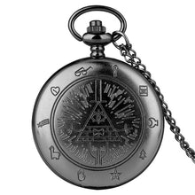 Load image into Gallery viewer, Eye of Providence Weird Town Triangle Devil Quartz Pocket Watch Gravity Bill Cipher Fall Time Gem Necklace Pendant Clock Gifts