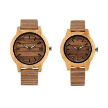 Load image into Gallery viewer, Creative Wood Watch Men Women Lover Clock Couple Wristwatch Wooded Watches Classic Brown Dial with Luminous Pointers Reloj