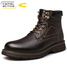 Load image into Gallery viewer, 2020 new arrivals high quality Men's Genuine leather Martins Boots brown Platform Shoes Real wool warm inner lining Boots