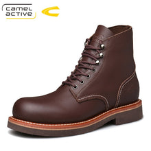 Load image into Gallery viewer, 2020 new arrivals high quality Men's Genuine leather Martins Boots brown Platform Shoes Real wool warm inner lining Boots