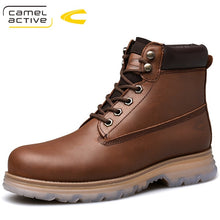 Load image into Gallery viewer, 2020 new arrivals high quality Men's Genuine leather Martins Boots brown Platform Shoes Real wool warm inner lining Boots