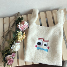 Load image into Gallery viewer, Plush Shoulder Bag Winter Cartoon Handbags Cute Face Embroidery  Hand Bag  Women Solid Color Ladies Bag Tote  28*30cm Small Bag