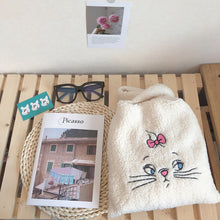 Load image into Gallery viewer, Plush Shoulder Bag Winter Cartoon Handbags Cute Face Embroidery  Hand Bag  Women Solid Color Ladies Bag Tote  28*30cm Small Bag