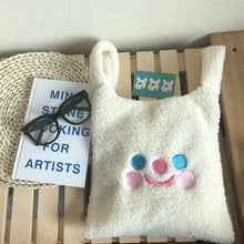Load image into Gallery viewer, Plush Shoulder Bag Winter Cartoon Handbags Cute Face Embroidery  Hand Bag  Women Solid Color Ladies Bag Tote  28*30cm Small Bag
