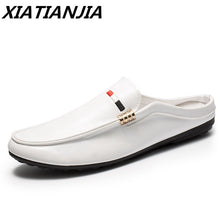 Load image into Gallery viewer, Summer New Half Drag Peas Leather Men Shoes Men's Sneakers Breathable Loafers Men's Moccasins Chaussure Homme Tenis Masculino