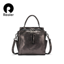Load image into Gallery viewer, REALER genuine leather handbags women shoulder crossbody bags small totes ladies classic serpentine pattern leather bucket bag