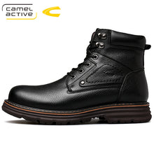 Load image into Gallery viewer, High quality Men's Genuine cow leather Martins Boots brown Platform Shoes Real wool warm inner lining Boots