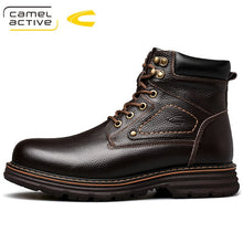 Load image into Gallery viewer, High quality Men's Genuine cow leather Martins Boots brown Platform Shoes Real wool warm inner lining Boots