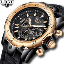 Load image into Gallery viewer, 2020 LIGE Mens Watches Top Brand Luxury Watch Men Military Leather Clock Waterproof Sports Watch Chronograph Relogio Masculino