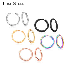 Load image into Gallery viewer, LUXUSTEEL Hoop Earrings Women Gold/Silver/Rose Gold/Black Color Round Circle Earring Ear Ring Clip Earrings aretes Mujer aros