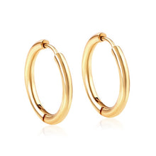 Load image into Gallery viewer, LUXUSTEEL Hoop Earrings Women Gold/Silver/Rose Gold/Black Color Round Circle Earring Ear Ring Clip Earrings aretes Mujer aros