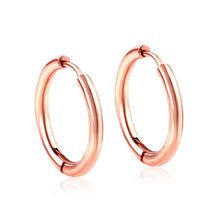 Load image into Gallery viewer, LUXUSTEEL Hoop Earrings Women Gold/Silver/Rose Gold/Black Color Round Circle Earring Ear Ring Clip Earrings aretes Mujer aros