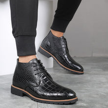 Load image into Gallery viewer, Men's Women's Pointed-Toe Casual Men's Leather Boot Lace up Front Breathable Semi-high Heeled Large Size Martin Boots MEN'S SHOE