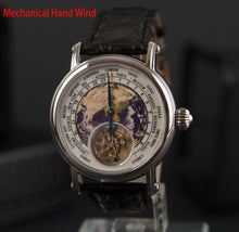 Load image into Gallery viewer, Real seagull Tourbillon Watch Men Mechanical Movement Luxury Brand Earth Dial Alligator Leather Men's Wristwatch Reloj Hombre
