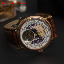Load image into Gallery viewer, Real seagull Tourbillon Watch Men Mechanical Movement Luxury Brand Earth Dial Alligator Leather Men's Wristwatch Reloj Hombre