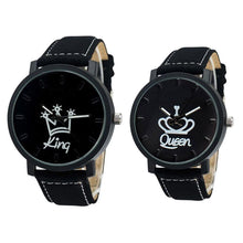 Load image into Gallery viewer, Newest Couple Watch Queen King Crown Fuax Leather Quartz Analog Wrist Watches Chronograph 2017 Wom reloj mujer часы женские