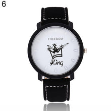 Load image into Gallery viewer, Newest Couple Watch Queen King Crown Fuax Leather Quartz Analog Wrist Watches Chronograph 2017 Wom reloj mujer часы женские