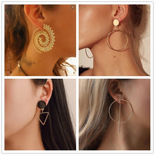 Load image into Gallery viewer, 2020 New Fashion Round Dangle Drop Korean Earrings For Women Geometric Round Heart Gold Earring Wedding Jewelry 8g