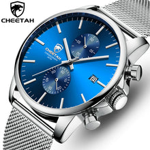 Load image into Gallery viewer, Men Watch New CHEETAH Top Brand Stainless Steel Waterproof Chronograph Watches Mens Business Blue Quartz Wristwatch reloj hombre