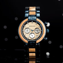 Load image into Gallery viewer, BOBO BIRD Wood Watch Men Stopwatches reloj hombre Handmade Wooden Wristwatch Male Quartz Gift for Dropshipping