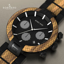 Load image into Gallery viewer, BOBO BIRD Wood Watch Men Stopwatches reloj hombre Handmade Wooden Wristwatch Male Quartz Gift for Dropshipping