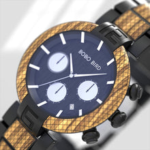 Load image into Gallery viewer, BOBO BIRD Wood Watch Men Stopwatches reloj hombre Handmade Wooden Wristwatch Male Quartz Gift for Dropshipping