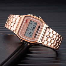 Load image into Gallery viewer, Luxury Women's Rose Gold Stainless Steel Watches Women Fashion LED Digital Clock Casual Ladies Electronic Watch Reloj Mujer 2019