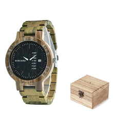 Load image into Gallery viewer, BOBO BIRD Wooden Watches Men Women Date Week Quartz Wristwatch Male часы мужские  Ebony Bamboo Wood Watch Dropshipping fast