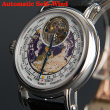 Load image into Gallery viewer, Real seagull Tourbillon Watch Men Mechanical Movement Luxury Brand Earth Dial Alligator Leather Men's Wristwatch Reloj Hombre