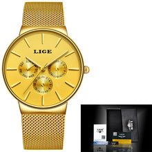 Load image into Gallery viewer, 2020 Watches Women Super Slim Mesh Stainless Steel LIGE Top Brand Luxury Casual Quartz Clock Ladies WristWatch Relogio Feminino