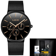 Load image into Gallery viewer, 2020 Watches Women Super Slim Mesh Stainless Steel LIGE Top Brand Luxury Casual Quartz Clock Ladies WristWatch Relogio Feminino